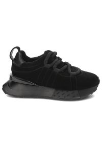 Czarne Sneakersy Artiker Modne Obuwie Damskie Na Platformie. Okazja: na co dzień. Zapięcie: sznurówki. Kolor: czarny. Materiał: zamsz. Obcas: na platformie #4