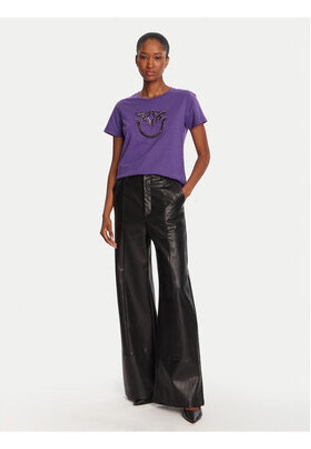 Pinko - PINKO T-Shirt Quentin 100535 A2RN Fioletowy Regular Fit. Kolor: fioletowy. Materiał: bawełna