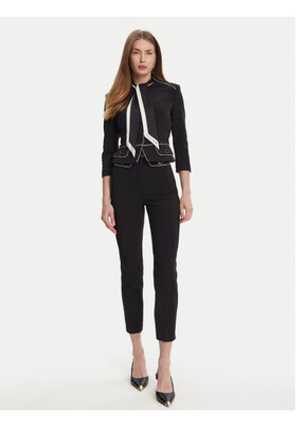 Elisabetta Franchi Marynarka GI-T51-51E2-V560 Czarny Regular Fit. Kolor: czarny. Materiał: syntetyk