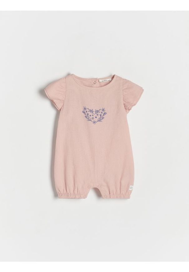 Reserved - Kombinezon z falbanami - różowy. Kolor: różowy. Materiał: bawełna, tkanina