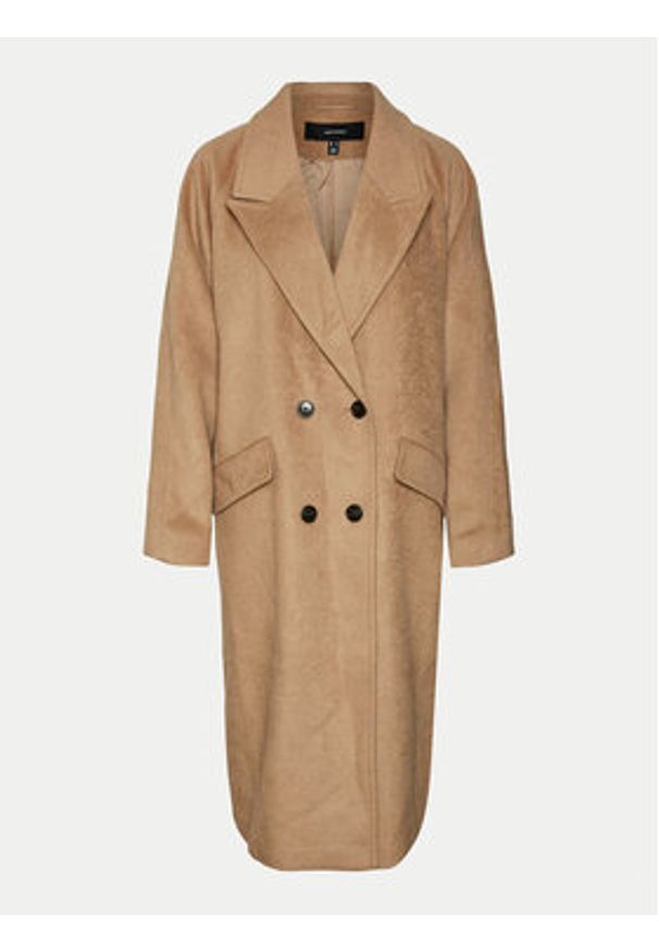 Vero Moda Płaszcz wełniany Harper 10320446 Beżowy Regular Fit. Kolor: beżowy. Materiał: syntetyk