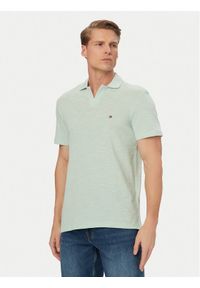 TOMMY HILFIGER - Tommy Hilfiger Polo Textured Oxford Pique MW0MW38482 Zielony jasny Regular Fit. Typ kołnierza: polo. Kolor: zielony. Materiał: bawełna #1