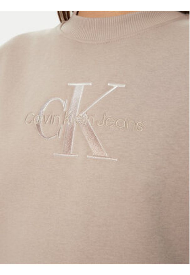 Calvin Klein Jeans Sukienka dzianinowa J20J224834 Beżowy Relaxed Fit. Kolor: beżowy. Materiał: bawełna, syntetyk