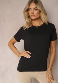 Renee - Czarna Koszulka T-shirt z Bawełny Radovida. Okazja: na co dzień. Kolor: czarny. Materiał: bawełna. Styl: casual, elegancki #5