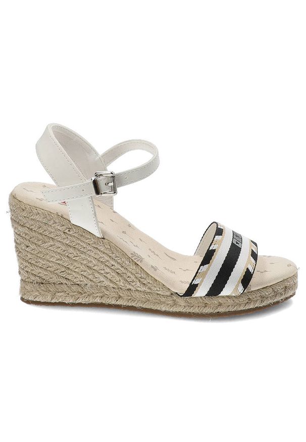 Big-Star - Białe Sandały Big Star Modne Espadryle Damskie. Kolor: biały. Materiał: materiał. Szerokość cholewki: normalna. Wzór: aplikacja, nadruk