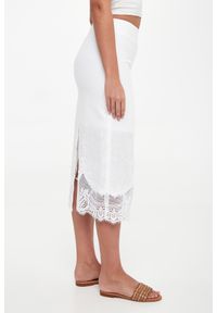 Twinset Milano - Spódnica lniana z koronką TWINSET. Materiał: len, koronka. Wzór: koronka #2