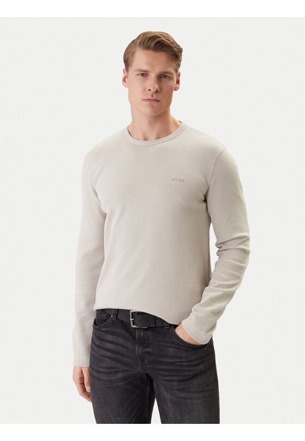 BOSS Longsleeve Tempesto 50520725 Beżowy Regular Fit. Kolor: beżowy. Materiał: bawełna. Długość rękawa: długi rękaw