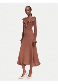Marella Sukienka dzianinowa Slatino 2623326034 Brązowy Regular Fit. Kolor: brązowy. Materiał: lyocell #1