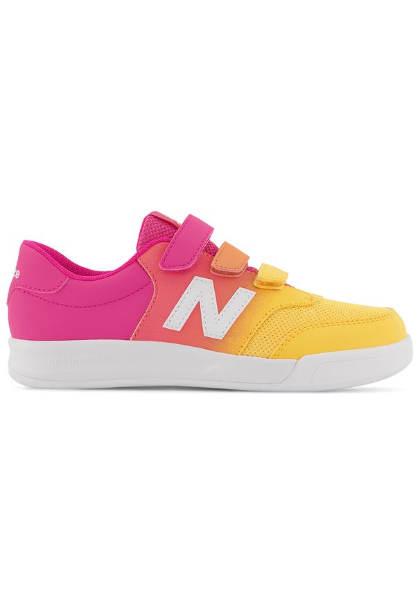 Buty New Balance PVCT60PP – żółto–różowe. Okazja: na uczelnię. Zapięcie: rzepy. Kolor: różowy, wielokolorowy, żółty. Materiał: skóra, syntetyk, materiał, guma. Szerokość cholewki: normalna