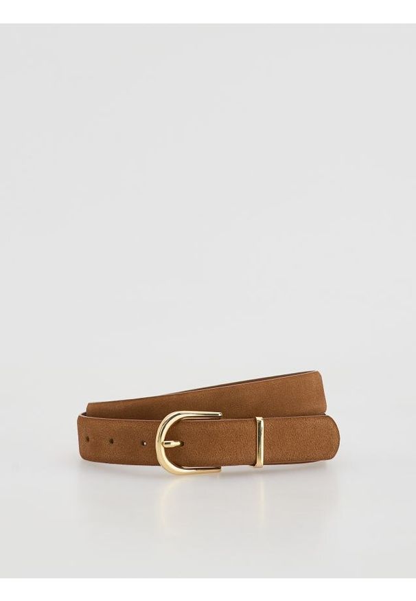 Reserved - Zamszowy pasek - brązowy. Kolor: brązowy. Materiał: zamsz