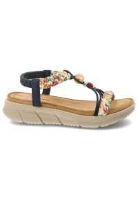 Sandały damskie Artiker, cholewka ze skóry ekologicznej cienkie paski z przodu ozdobne metalowe detale, granatowe, 58C0002. Zapięcie: pasek. Kolor: niebieski. Materiał: skóra ekologiczna. Wzór: paski #6