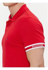 TOMMY HILFIGER - Tommy Hilfiger Polo Monotype MW0MW34737 Czerwony Slim Fit. Typ kołnierza: polo. Kolor: czerwony. Materiał: bawełna #5