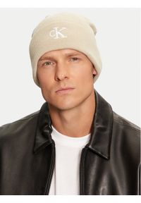 Calvin Klein Czapka Monogram Embro Beanie K50K512145 Beżowy. Kolor: beżowy. Materiał: poliester, materiał #1