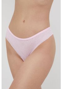 Calvin Klein Underwear Stringi kolor różowy z koronki. Kolor: różowy. Materiał: koronka. Wzór: koronka