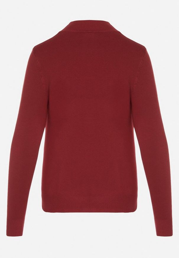 Born2be - Bordowy Gładki Sweter z Półgolfem w Stylu Casual Unallia. Okazja: na co dzień. Kolor: czerwony. Materiał: jeans. Długość rękawa: długi rękaw. Długość: długie. Wzór: gładki. Styl: casual