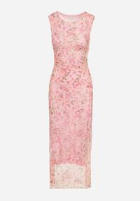 Born2be - Różowa Dopasowana Sukienka w Kwiaty Meluvea. Okazja: na co dzień. Kolor: różowy. Materiał: jeans. Wzór: kwiaty. Typ sukienki: proste. Styl: klasyczny, casual #5