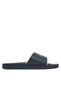 Calvin Klein Jeans Klapki Slide Rubber Neoprene Monologo YM0YM00361 Granatowy. Kolor: niebieski