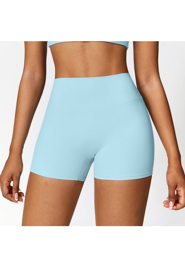 Intica - Krótkie legginsy sportowe z wysokim stanem i oddychającym materiałem Betsi. Stan: podwyższony. Kolor: beżowy. Materiał: materiał. Długość: krótkie. Sport: fitness