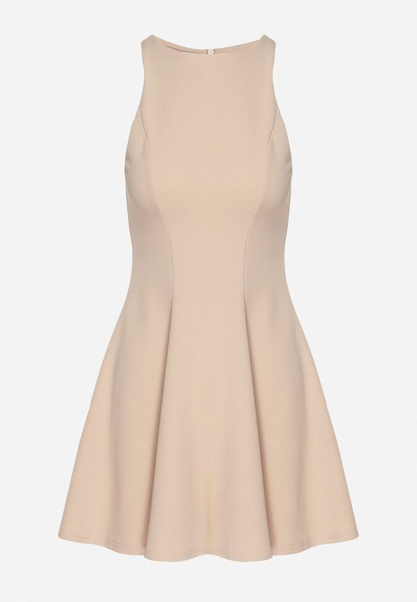 Born2be - Jasnobeżowa Rozkloszowana Sukienka z Wiskozą Milenissa. Okazja: na co dzień, na imprezę. Kolor: beżowy. Materiał: wiskoza. Sezon: lato. Styl: elegancki, casual