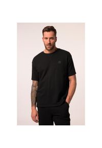 JAY-PI - Męska Bluza fintess rękaw 1/2 duże logo do rozm. 7 XL. Kolekcja: plus size. Kolor: czarny. Materiał: materiał, poliester, bawełna