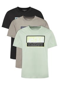 Jack & Jones - Jack&Jones Komplet 3 t-shirtów Logan 12284754 Kolorowy Regular Fit. Materiał: bawełna. Wzór: kolorowy