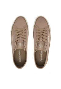 Calvin Klein Sneakersy Vulc Flatform Lace Up Moire YW0YW02012 Brązowy. Kolor: brązowy. Materiał: materiał #4