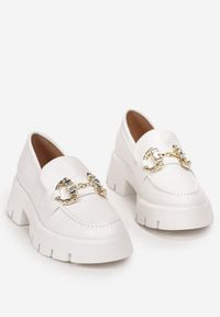 Renee - Białe Mokasyny z Klamrą z Kryształkami na Grubej Podeszwie Amilya. Zapięcie: klamry. Kolor: biały. Styl: elegancki #2