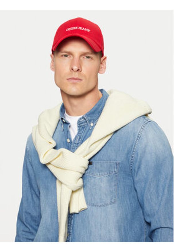 Guess Jeans Czapka z daszkiem M4BZ26 WF8V1 Czerwony. Kolor: czerwony. Materiał: materiał, bawełna