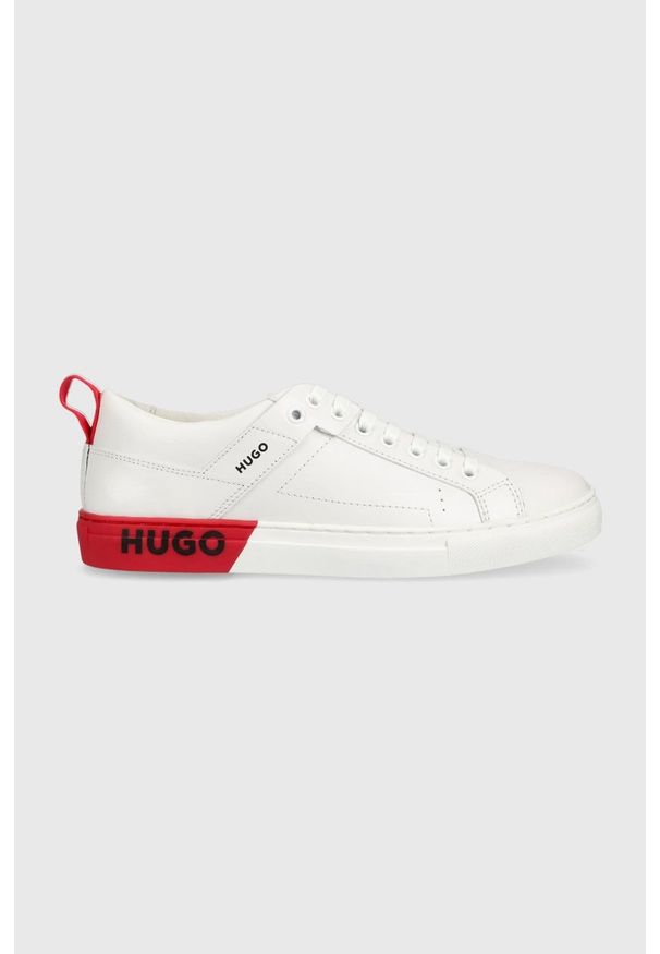 Hugo - HUGO sneakersy skórzane Mayfair LowCut 50474425.126 kolor biały. Nosek buta: okrągły. Zapięcie: sznurówki. Kolor: biały. Materiał: skóra