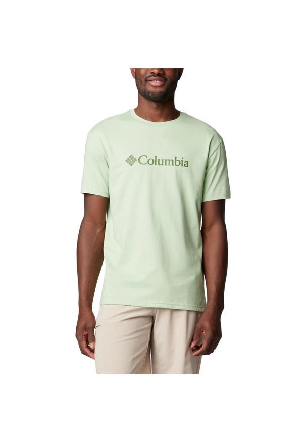 columbia - Koszulka męska Columbia Csc Basic Logo Short Sleeve z krótkim rękawem. Kolor: zielony. Materiał: bawełna. Długość rękawa: krótki rękaw. Długość: krótkie