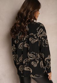 Renee - Czarna Koszula z Wiskozy z Metaliczną Nitką i Haftem Elorianae. Okazja: na co dzień. Kolor: czarny. Materiał: wiskoza. Wzór: haft. Styl: elegancki, casual