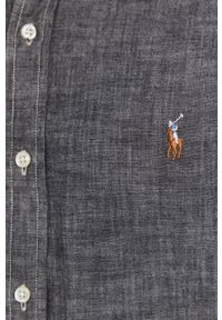 Polo Ralph Lauren - Koszula bawełniana. Typ kołnierza: polo. Kolor: szary. Materiał: bawełna. Długość rękawa: długi rękaw. Długość: długie. Wzór: gładki #4