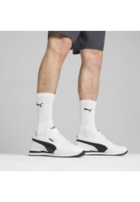 Puma - Skórzane sneakersy unisex ST Runner v4 PUMA White Black Cast Iron Gray. Kolor: czarny, szary, biały, wielokolorowy. Materiał: skóra. Sport: turystyka piesza
