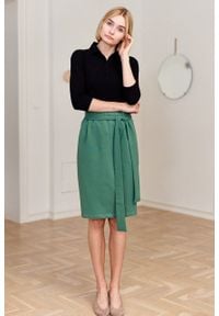 Marie Zélie - Spódnica Guarea ciemnozielona. Okazja: na co dzień. Kolor: zielony. Materiał: bawełna, dzianina, materiał, elastan, skóra, guma. Styl: casual #2