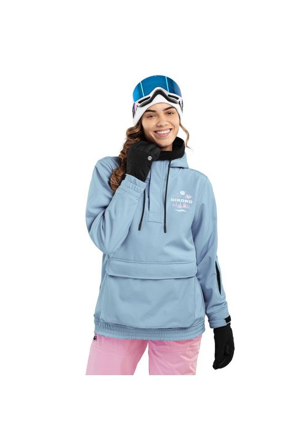 SIROKO - Kurtka snowboardowa Damska W3-W Prags. Kolor: niebieski. Materiał: softshell, materiał. Sezon: zima. Sport: snowboard