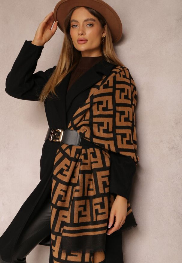 Renee - Czarny Płaszcz Dwurzędowy Długi Tadde. Kolor: czarny. Długość: długie
