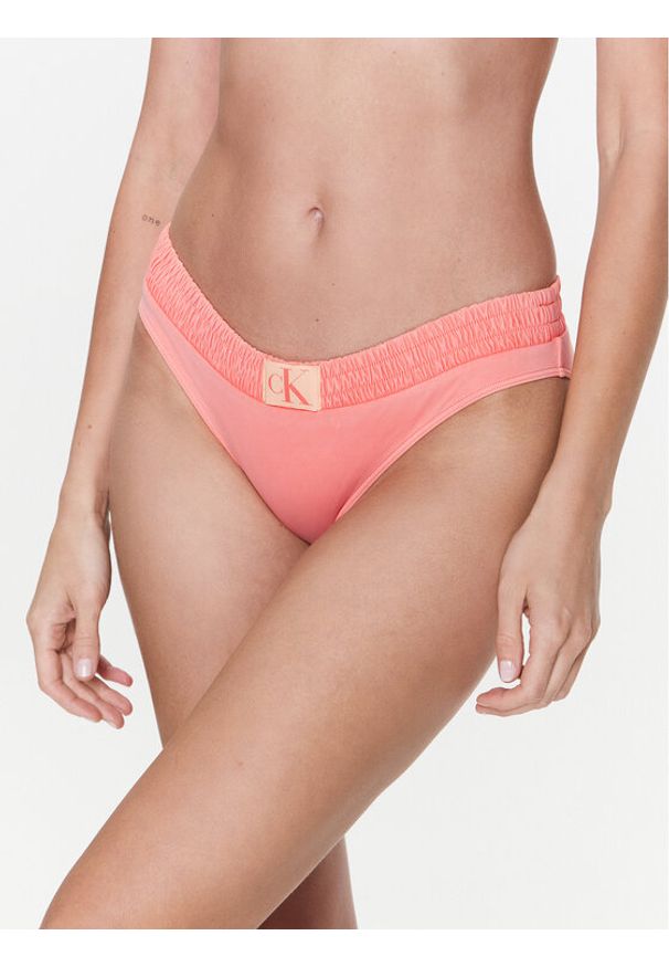 Calvin Klein Swimwear Dół od bikini KW0KW01990 Pomarańczowy. Kolor: pomarańczowy. Materiał: syntetyk