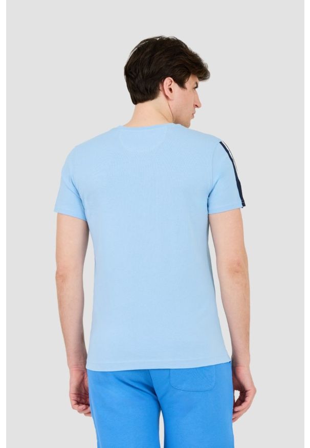 La Martina - LA MARTINA Błękitny męski t-shirt Jersey, Rozmiar M. Kolor: niebieski. Materiał: jersey