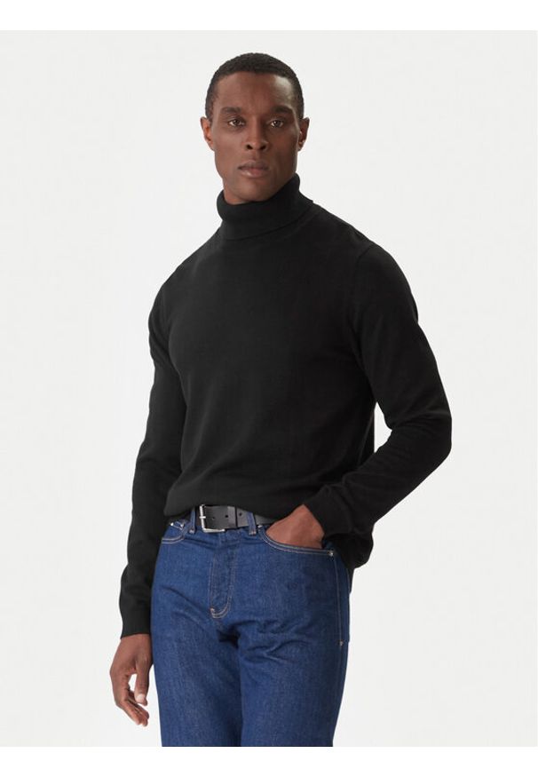 Jack & Jones Golf Basic 12258051 Czarny Regular Fit. Typ kołnierza: golf. Kolor: czarny. Materiał: bawełna