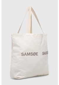 Samsoe & Samsoe - Samsoe Samsoe torebka kolor beżowy. Kolor: beżowy. Wzór: nadruk. Materiał: z nadrukiem. Rodzaj torebki: na ramię #2
