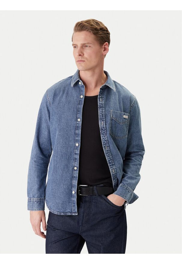 Calvin Klein Jeans Koszula jeansowa LV04RE708G Niebieski Regular Fit. Kolor: niebieski. Materiał: bawełna