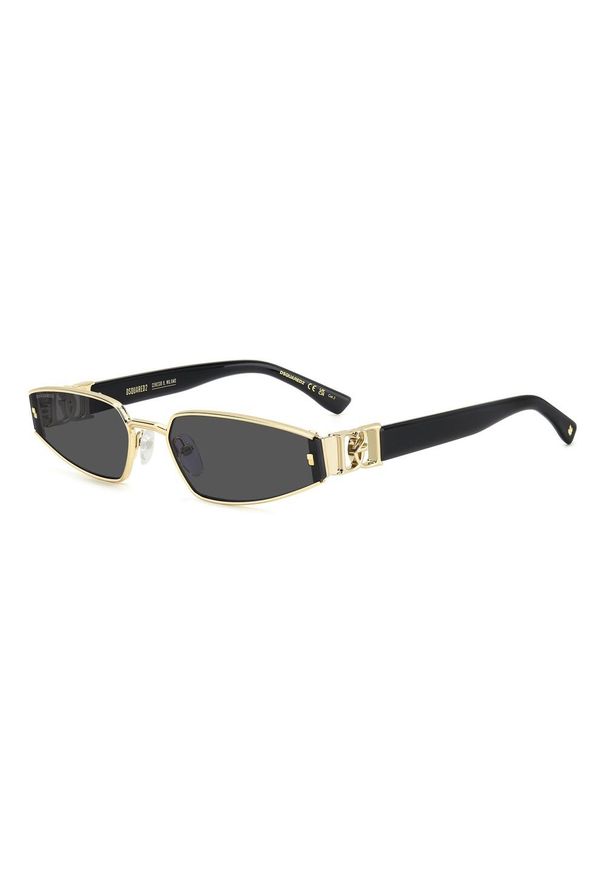 Dsquared - Okulary przeciwsłoneczne damskie DSQUARED2 D2 0168/S 000 Rozmiar 61 mm. Kolor: żółty, szary, czarny, wielokolorowy. Wzór: geometria. Sport: turystyka piesza