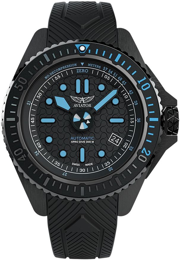 AVIATOR - Zegarek męski Aviator V.1.43.5.369.6 czarny. Kolor: czarny