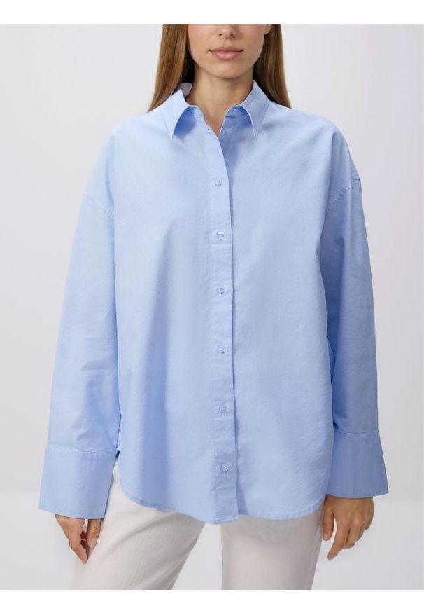 Reserved - Koszula z bawełny oxford - jasnoniebieski. Kolor: niebieski. Materiał: bawełna