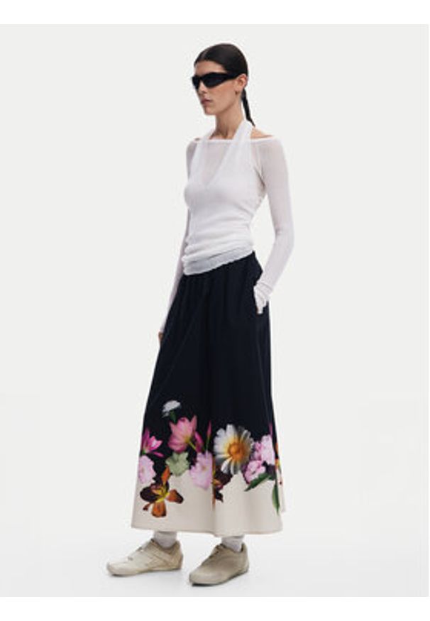 Desigual Spódnica trapezowa Lindo 25SWFW18 Czarny Regular Fit. Kolor: czarny. Materiał: bawełna