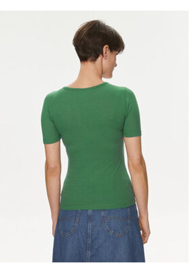 Lee T-Shirt Henley 112350211 Zielony Slim Fit. Typ kołnierza: typu henley. Kolor: zielony. Materiał: syntetyk