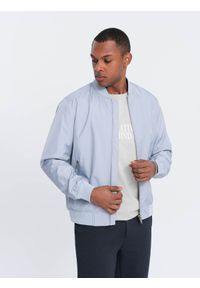 Ombre Clothing - Kurtka męska bomberka szwedka - stalowa V5 - Rozmiar: XXL. Okazja: na co dzień. Kolor: szary. Materiał: poliester, materiał, żakard. Wzór: gładki, jednolity. Styl: casual, klasyczny #1