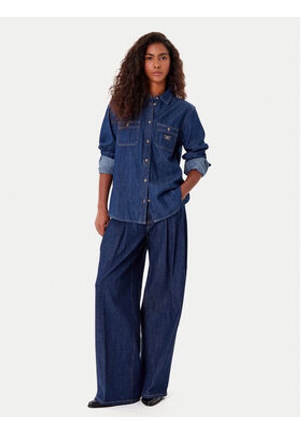 Guess Jeans Jeansy W5BA2U D002A Granatowy Wide Leg. Kolor: niebieski
