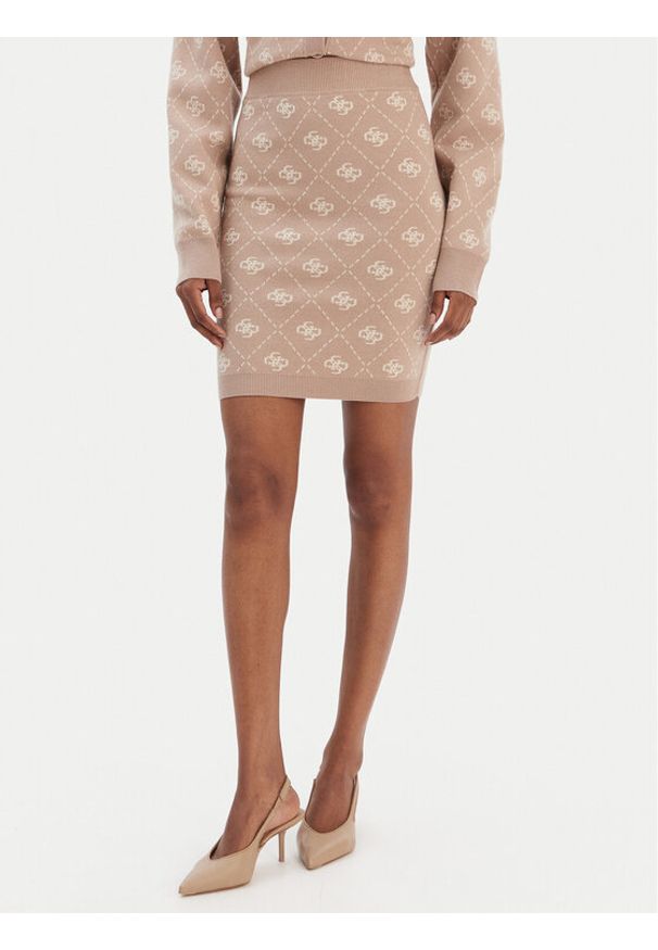 Guess Spódnica ołówkowa W4BD0S Z3JD2 Beżowy Regular Fit. Kolor: beżowy. Materiał: syntetyk