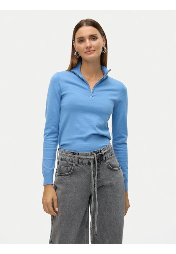 Vero Moda Sweter Happiness 10317993 Niebieski Slim Fit. Kolor: niebieski. Materiał: wiskoza, syntetyk